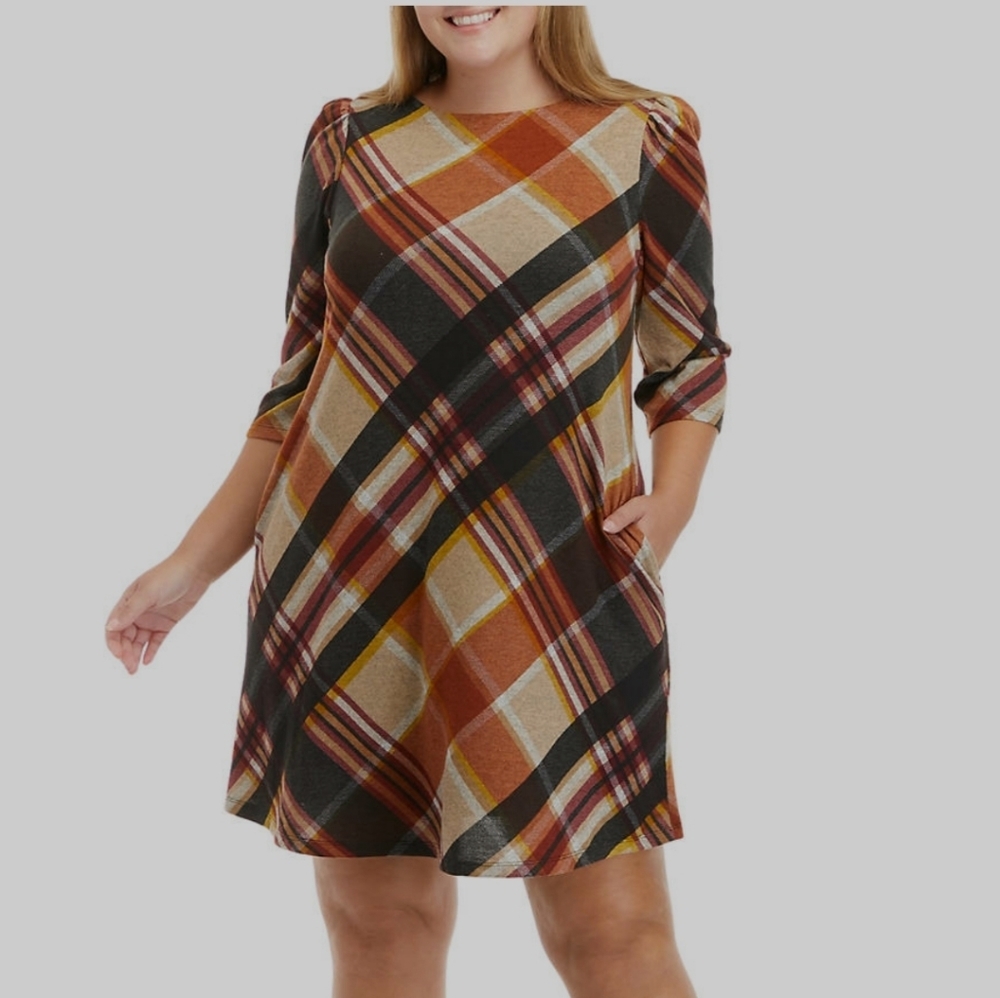 Jessica Howard Women's Plus size Plaid Dress